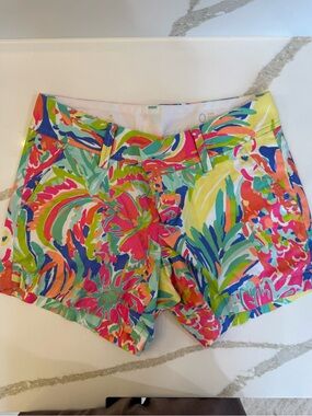 Lilly Pulitzer Multicolor Tropical Print Jean Shorts